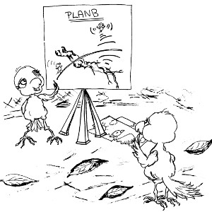 Storybook birds Cricket and Watson discuss plans for Operation Willow – colouring sheet.