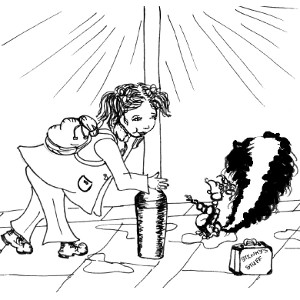 Stink the storybook skunk meets his friend Amy (colouring sheet).