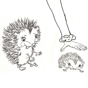 Storybook hedgehog Velvet welcomes her son Corduroy back with open arms (colouring page).