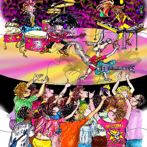 Printable jigsaw puzzle featuring picture-book aardvark Annabella, live in concert.