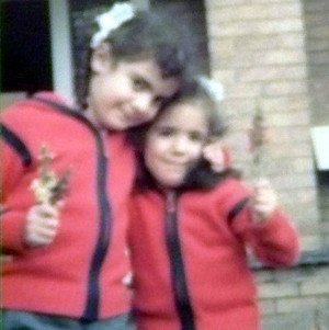 Sisters, Samantha and Diana Shaul, author and illustrator for Stories for My Little Sister, when they were little