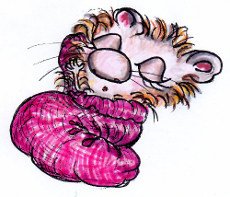 Baby hamster Derby, sleeping in her pink mitten