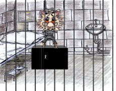 Harrison Hamster I behind bars