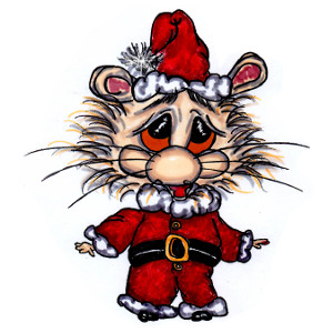 Harrison Hamster I in his Santa suit (cover picture – Christmas countdown colouring calendar)