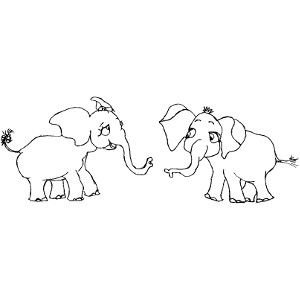 Storybook elephant Pink Ethel makes a friend in this colouring sheet.