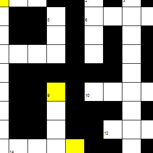 Crossword grid for free printable puzzle for kids (Crossword 2) from Stories for My Little Sister.
