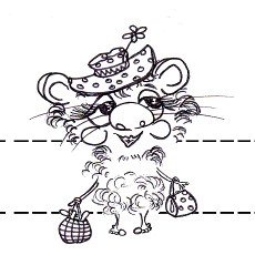 Printable colour-in party hat for children featuring Great-Aunt Hildegard from Harrison's Blog.