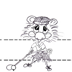 Harrison Hamster I golfs on a printable colour-in party hat for kids.