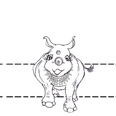 Picture-book rhinoceros Heloise is on this printable colour-in party hat for kids.