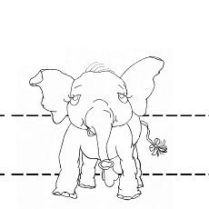 Picture-book elephant Pink Ethel on a printable colour-in party hat for children.
