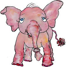 Pink elephant Pink Ethel from the picture book of the same title.
