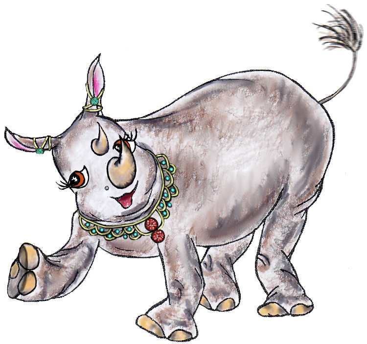 Heloise, the jewellery-wearing rhinoceros from the children's book 'Meet Heloise'.